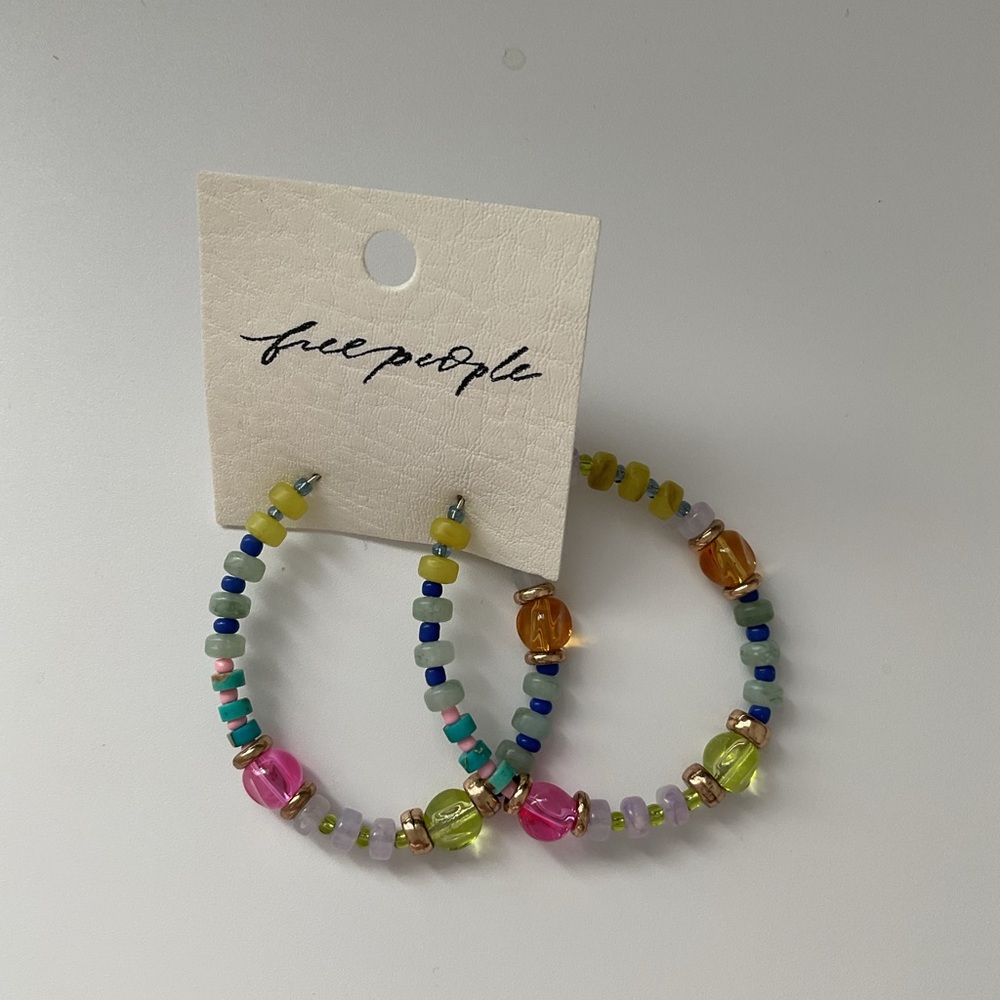 Free People Colorful Beaded Hoop Earrings